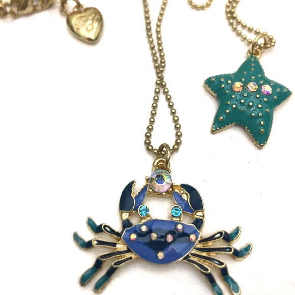 Betsey Johnson Blue Crab Earrings and Necklace Set New HTF - Picture 2 of 3